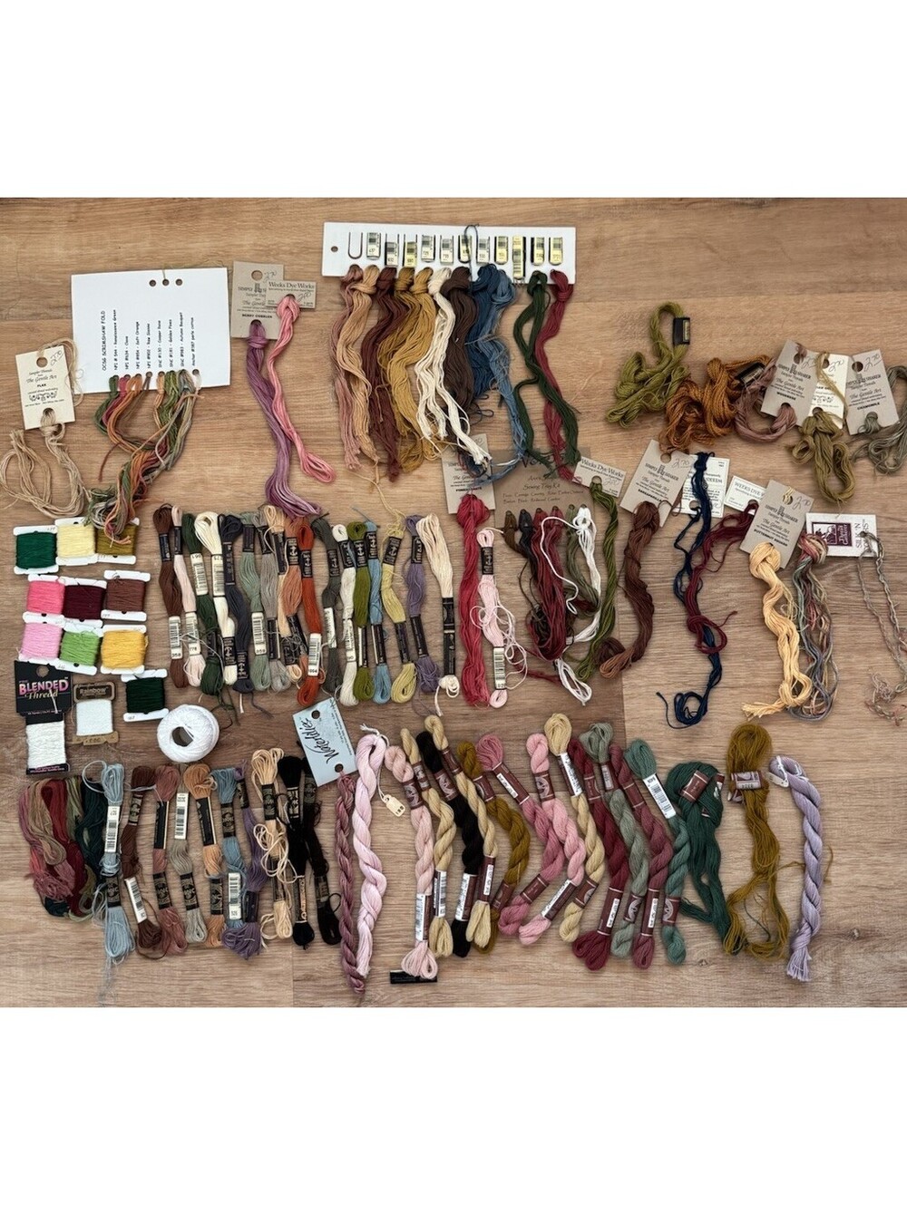 Lot 96 Cross Stitch Embroidery Floss Threads DMC Anchor Weeks Dye Works Shaker